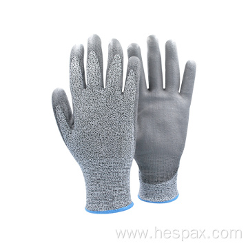 Hespax PU Coated HPPE Machinist Cut Resistant Gloves